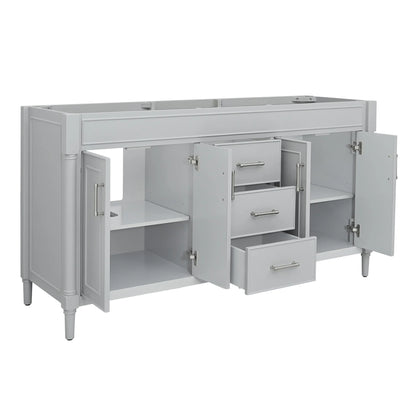 Bristol 60" Freestanding Bathroom Vanity with Stone Top and Vitreous China Undermount Sinks