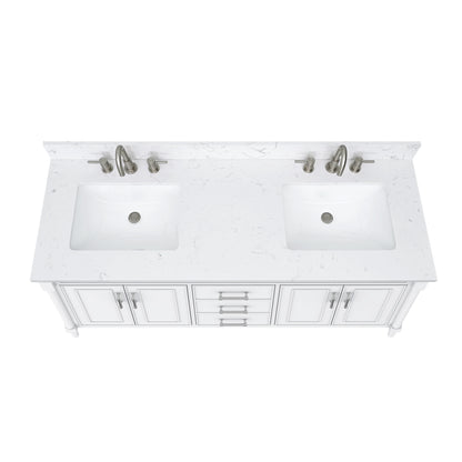 Bristol 60" Freestanding Bathroom Vanity with Stone Top and Vitreous China Undermount Sinks