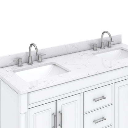 Bristol 60" Freestanding Bathroom Vanity with Stone Top and Vitreous China Undermount Sinks