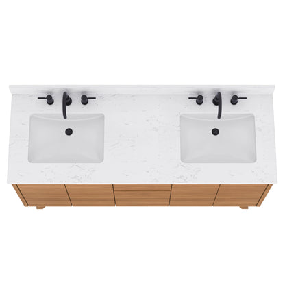 Coventry 60" Freestanding Bathroom Vanity with Stone Top and Vitreous China Undermount Sinks