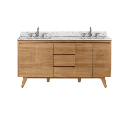 Coventry 60" Freestanding Bathroom Vanity with Stone Top and Vitreous China Undermount Sinks