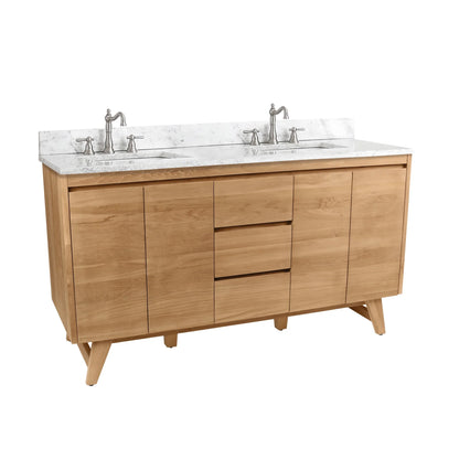 Coventry 60" Freestanding Bathroom Vanity with Stone Top and Vitreous China Undermount Sinks