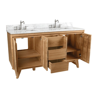 Coventry 60" Freestanding Bathroom Vanity with Stone Top and Vitreous China Undermount Sinks