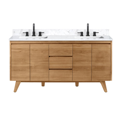 Coventry 60" Freestanding Bathroom Vanity with Stone Top and Vitreous China Undermount Sinks