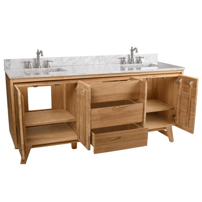 Coventry 72" Freestanding Bathroom Vanity with Stone Top and Vitreous China Undermount Sinks