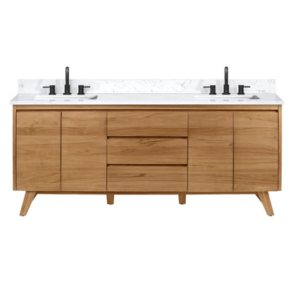 Coventry 72" Freestanding Bathroom Vanity with Stone Top and Vitreous China Undermount Sinks