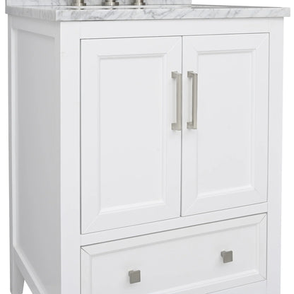 Everette 24" Freestanding Bathroom Vanity with Carrara White Natural Marble Top and Vitreous China Undermount Sink