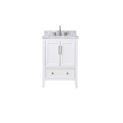 Everette 24" Freestanding Bathroom Vanity with Carrara White Natural Marble Top and Vitreous China Undermount Sink