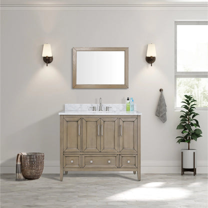 Everette 42" Freestanding Bathroom Vanity with Carrara White Natural Marble Top and Vitreous China Undermount Sink
