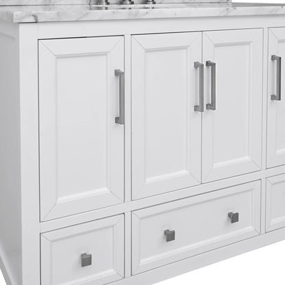 Everette 42" Freestanding Bathroom Vanity with Carrara White Natural Marble Top and Vitreous China Undermount Sink