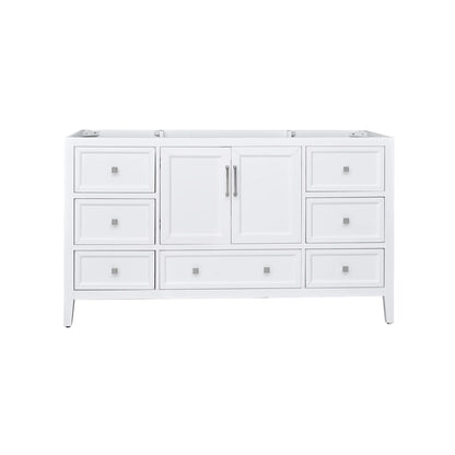 Everette 60" Freestanding Bathroom Vanity with Carrara White Natural Marble Top and Vitreous China Undermount Sink