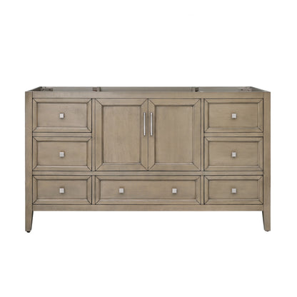 Everette 60" Freestanding Bathroom Vanity with Carrara White Natural Marble Top and Vitreous China Undermount Sink