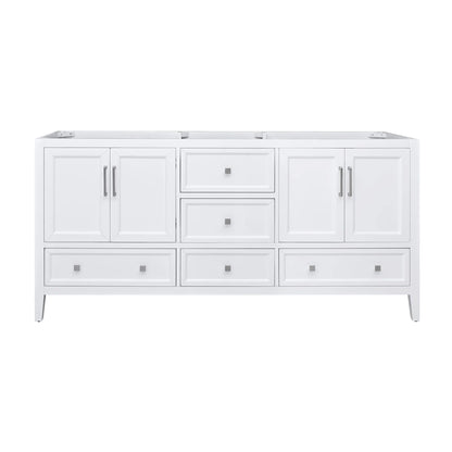 Everette 72" Freestanding Bathroom Vanity with Carrara White Natural Marble Top and Vitreous China Undermount Sinks