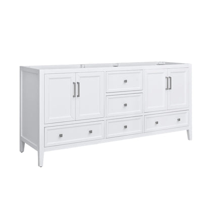 Everette 72" Freestanding Bathroom Vanity with Carrara White Natural Marble Top and Vitreous China Undermount Sinks