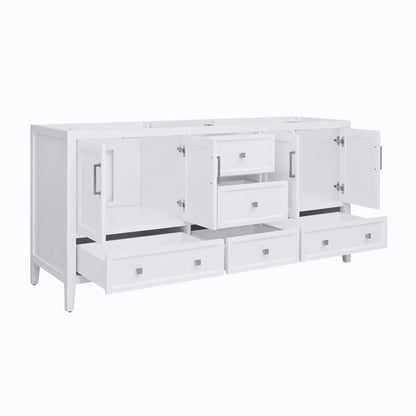 Everette 72" Freestanding Bathroom Vanity with Carrara White Natural Marble Top and Vitreous China Undermount Sinks