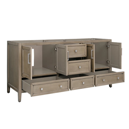 Everette 72" Freestanding Bathroom Vanity with Carrara White Natural Marble Top and Vitreous China Undermount Sinks