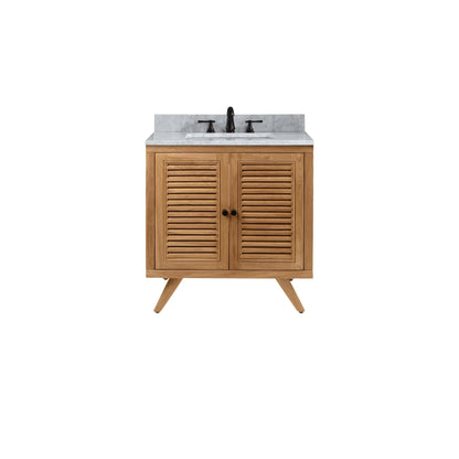 Harper 30" Freestanding Bathroom Vanity with Carrara White Natural Marble Top and Vitreous China Undermount Sink