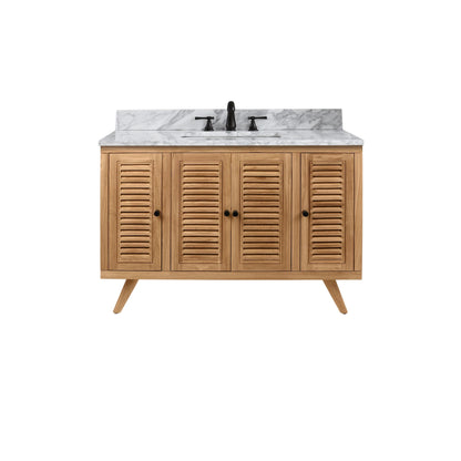 Harper 48" Freestanding Bathroom Vanity with Carrara White Natural Marble Top and Vitreous China Undermount Sink