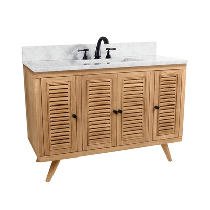 Harper 48" Freestanding Bathroom Vanity with Carrara White Natural Marble Top and Vitreous China Undermount Sink