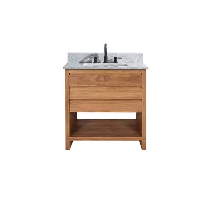 Kai 30" Freestanding Bathroom Vanity with Carrara White Natural Marble Top and Vitreous China Undermount Sink