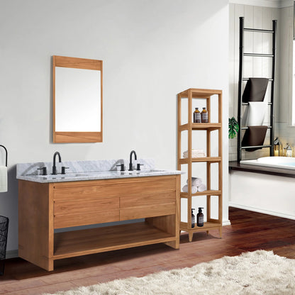 Kai 48" Freestanding Bathroom Vanity with Carrara White Natural Marble Top and Vitreous China Undermount Sinks
