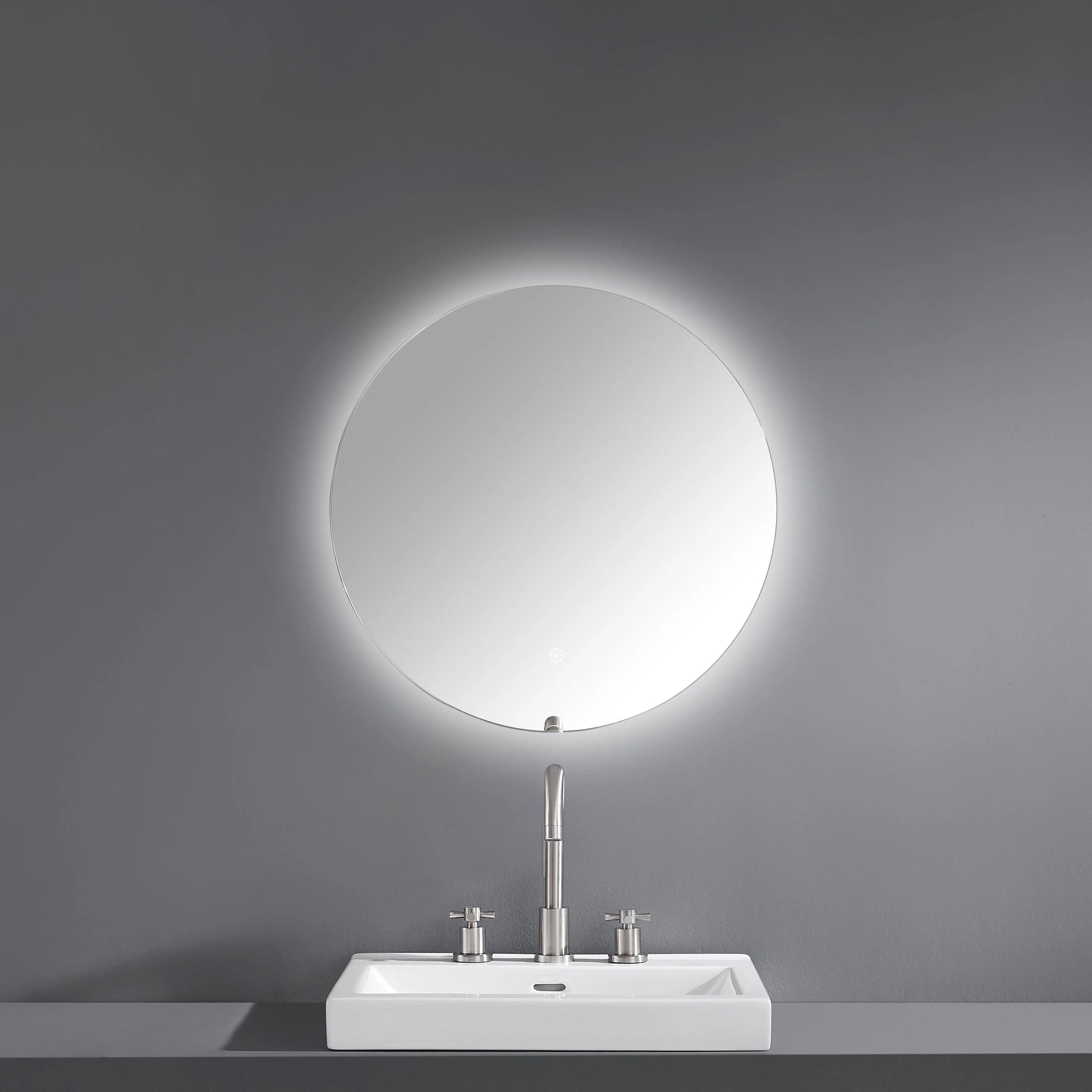 Luana Frameless LED Mirror, wall mounted frameless round LED mirror with anti-fog