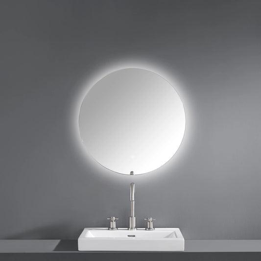 Luana Frameless LED Mirror, wall mounted frameless round LED mirror with anti-fog