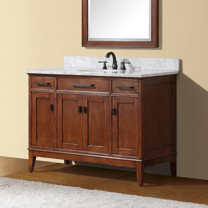 Madison 48" Freestanding Bathroom Vanity with Carrara White Natural Marble Top and Vitreous China Undermount Sink