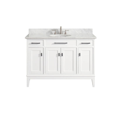 Madison 48" Freestanding Bathroom Vanity with Carrara White Natural Marble Top and Vitreous China Undermount Sink