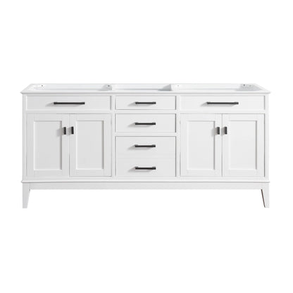 Madison 72" Freestanding Bathroom Vanity with Carrara White Natural Marble Top and Vitreous China Undermount Sinks