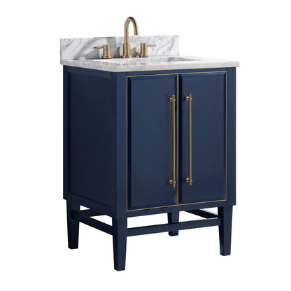 Mason 24" Freestanding Bathroom Vanity with Carrara White Natural Marble Top and Vitreous China Undermount Sink