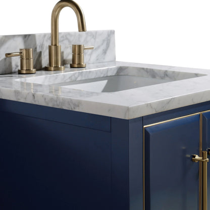 Mason 24" Freestanding Bathroom Vanity with Carrara White Natural Marble Top and Vitreous China Undermount Sink