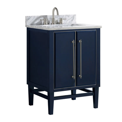 Mason 24" Freestanding Bathroom Vanity with Carrara White Natural Marble Top and Vitreous China Undermount Sink