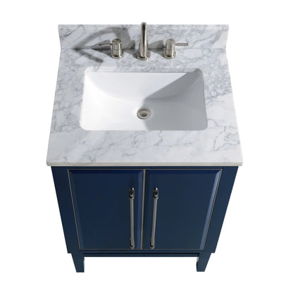 Mason 24" Freestanding Bathroom Vanity with Carrara White Natural Marble Top and Vitreous China Undermount Sink