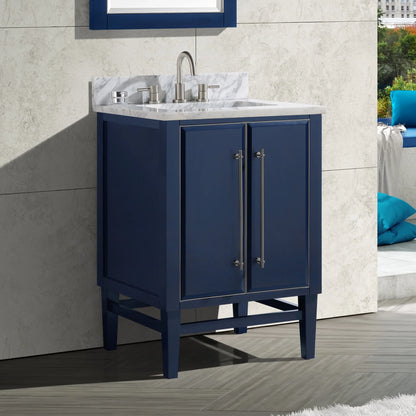 Mason 24" Freestanding Bathroom Vanity with Carrara White Natural Marble Top and Vitreous China Undermount Sink