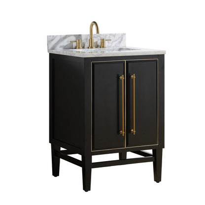 Mason 24" Freestanding Bathroom Vanity with Carrara White Natural Marble Top and Vitreous China Undermount Sink