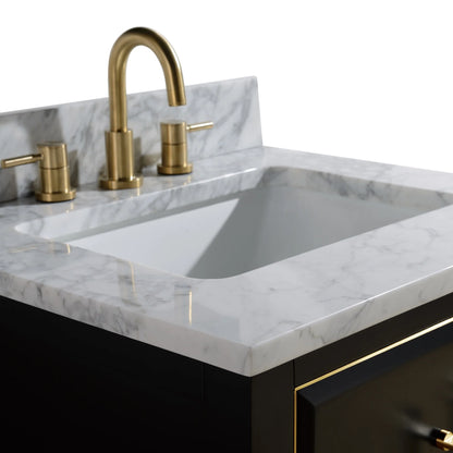 Mason 24" Freestanding Bathroom Vanity with Carrara White Natural Marble Top and Vitreous China Undermount Sink