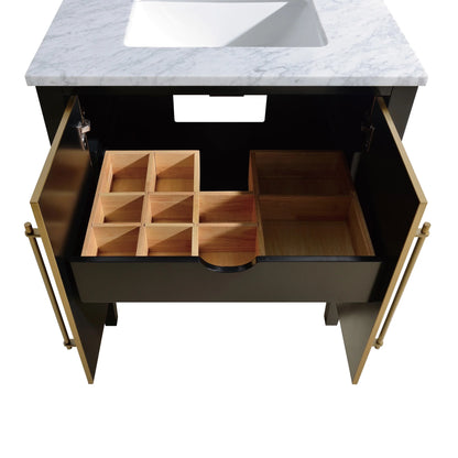 Mason 24" Freestanding Bathroom Vanity with Carrara White Natural Marble Top and Vitreous China Undermount Sink