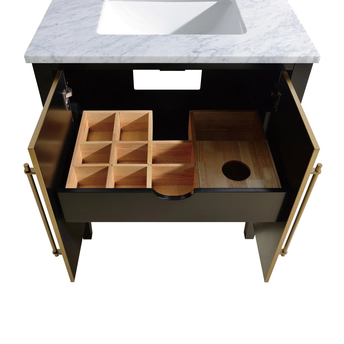 Mason 30" Freestanding Bathroom Vanity with Carrara White Natural Marble Top and Vitreous China Undermount Sink