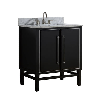 Mason 30" Freestanding Bathroom Vanity with Carrara White Natural Marble Top and Vitreous China Undermount Sink