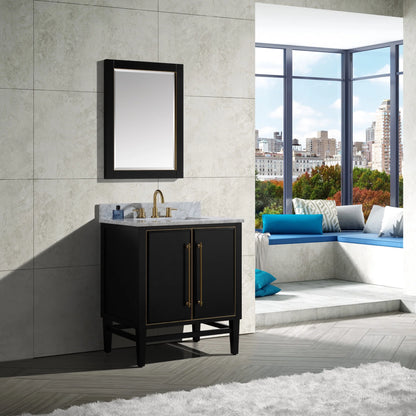 Mason 30" Freestanding Bathroom Vanity with Carrara White Natural Marble Top and Vitreous China Undermount Sink