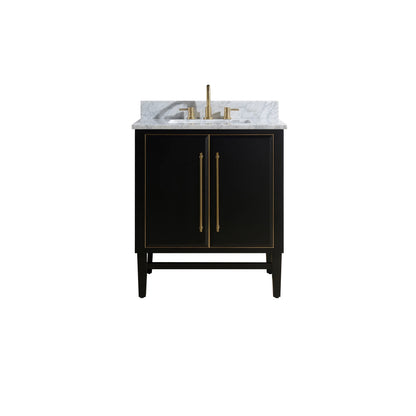 Mason 30" Freestanding Bathroom Vanity with Carrara White Natural Marble Top and Vitreous China Undermount Sink