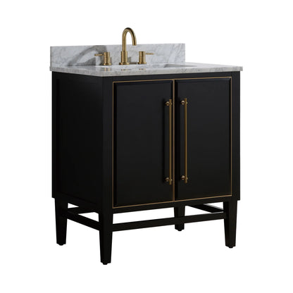 Mason 30" Freestanding Bathroom Vanity with Carrara White Natural Marble Top and Vitreous China Undermount Sink