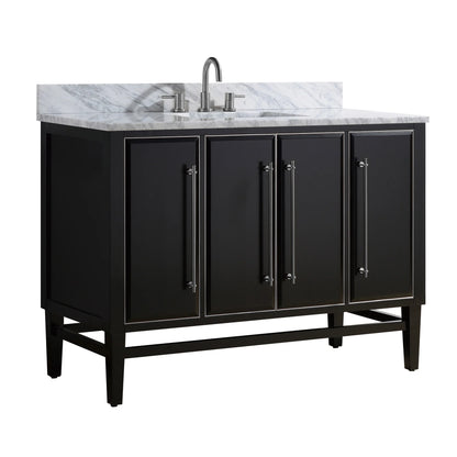 Mason 48" Freestanding Bathroom Vanity with Carrara White Natural Marble Top and Vitreous China Undermount Sink