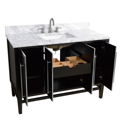 Mason 48" Freestanding Bathroom Vanity with Carrara White Natural Marble Top and Vitreous China Undermount Sink