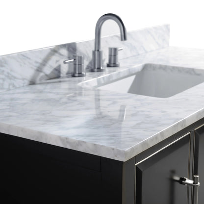 Mason 48" Freestanding Bathroom Vanity with Carrara White Natural Marble Top and Vitreous China Undermount Sink