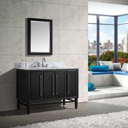 Mason 48" Freestanding Bathroom Vanity with Carrara White Natural Marble Top and Vitreous China Undermount Sink