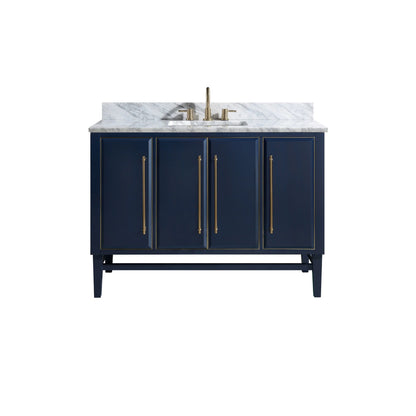 Mason 48" Freestanding Bathroom Vanity with Carrara White Natural Marble Top and Vitreous China Undermount Sink