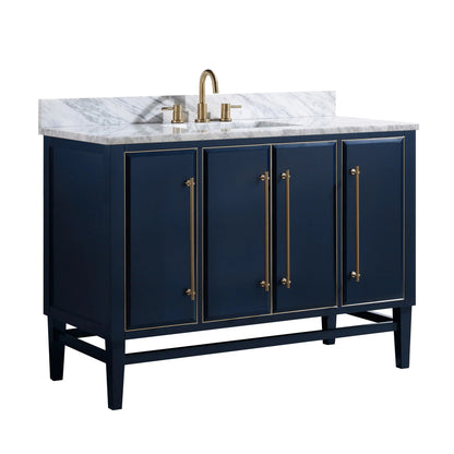 Mason 48" Freestanding Bathroom Vanity with Carrara White Natural Marble Top and Vitreous China Undermount Sink