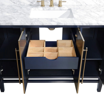 Mason 48" Freestanding Bathroom Vanity with Carrara White Natural Marble Top and Vitreous China Undermount Sink